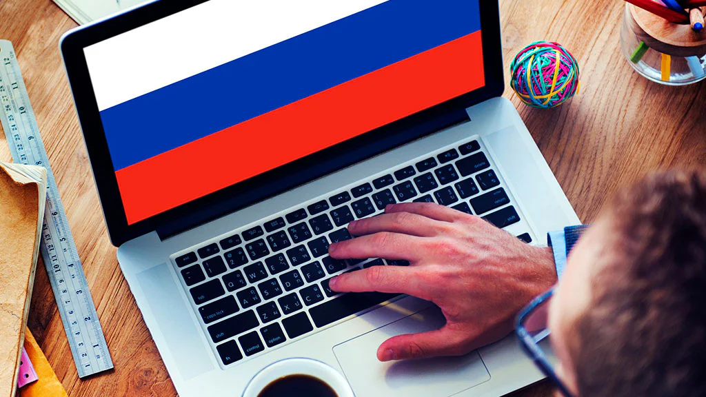 Флаг России на ноутбуке